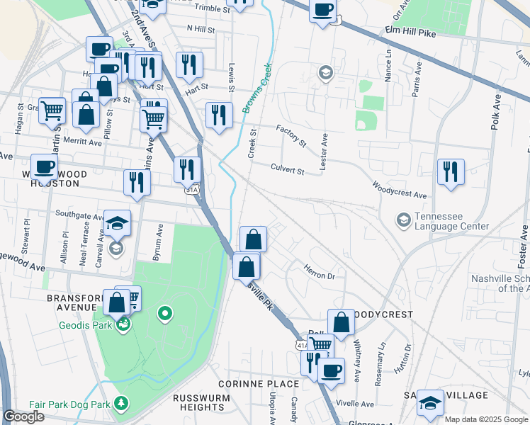 map of restaurants, bars, coffee shops, grocery stores, and more near 376-6 Herron Drive in Nashville