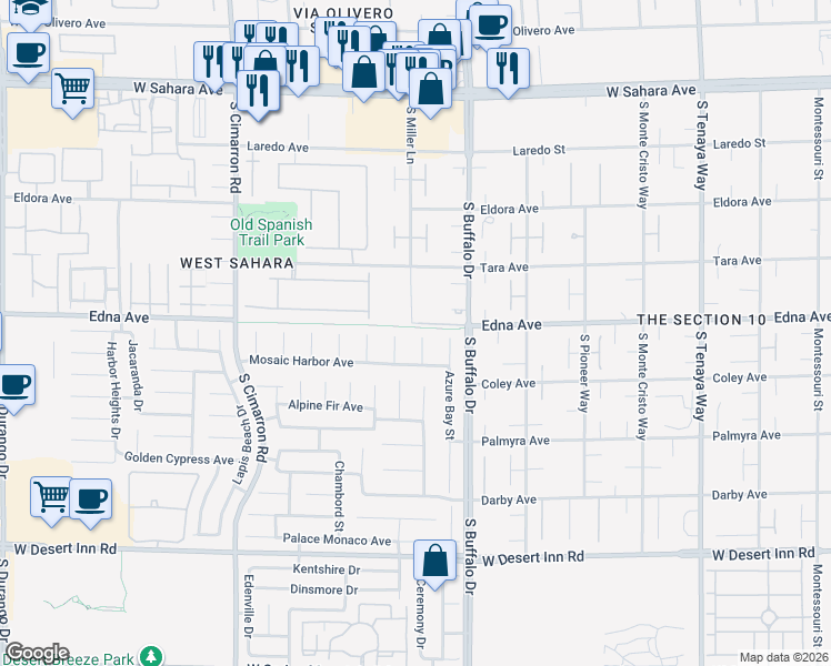 map of restaurants, bars, coffee shops, grocery stores, and more near in Las Vegas