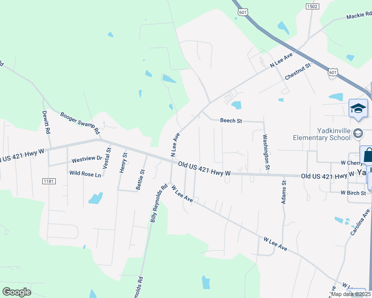 map of restaurants, bars, coffee shops, grocery stores, and more near 903 West Main Street in Yadkinville