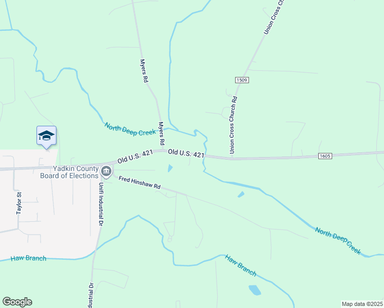 map of restaurants, bars, coffee shops, grocery stores, and more near 1924 Old US 421 Highway East in Yadkinville
