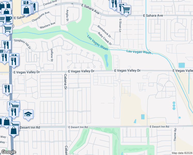 map of restaurants, bars, coffee shops, grocery stores, and more near 2924 Gavilan Lane in Las Vegas