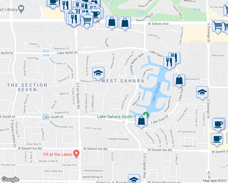 map of restaurants, bars, coffee shops, grocery stores, and more near 8925 Coast Walk Circle in Las Vegas