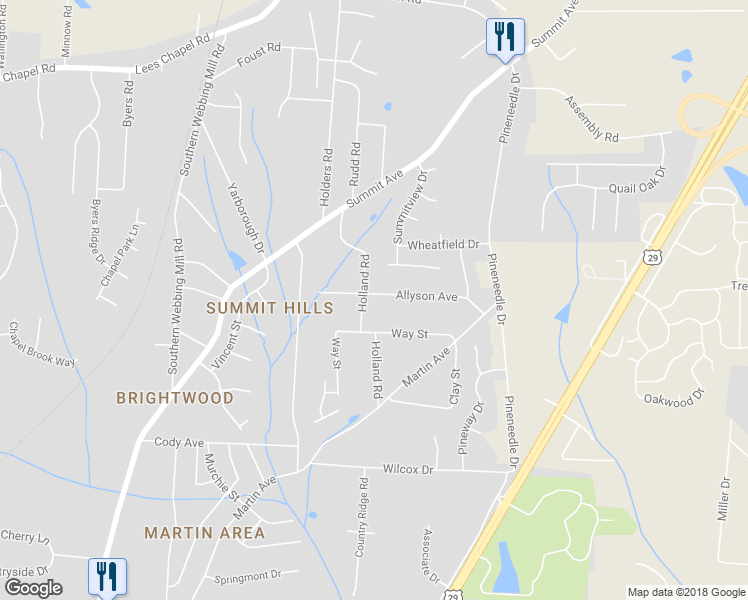 map of restaurants, bars, coffee shops, grocery stores, and more near 4410 Holland Road in Greensboro