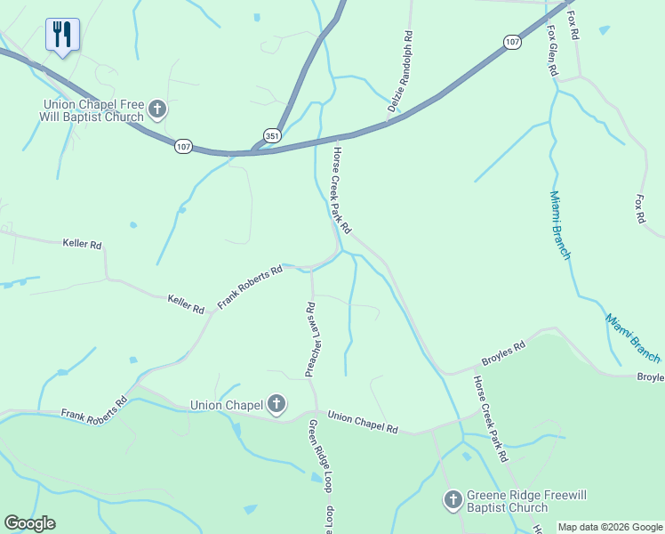 map of restaurants, bars, coffee shops, grocery stores, and more near 131 Frank Roberts Road in Chuckey