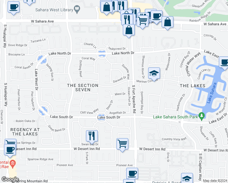 map of restaurants, bars, coffee shops, grocery stores, and more near 3009 Periscope in Las Vegas
