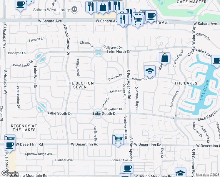 map of restaurants, bars, coffee shops, grocery stores, and more near 3009 Periscope in Las Vegas