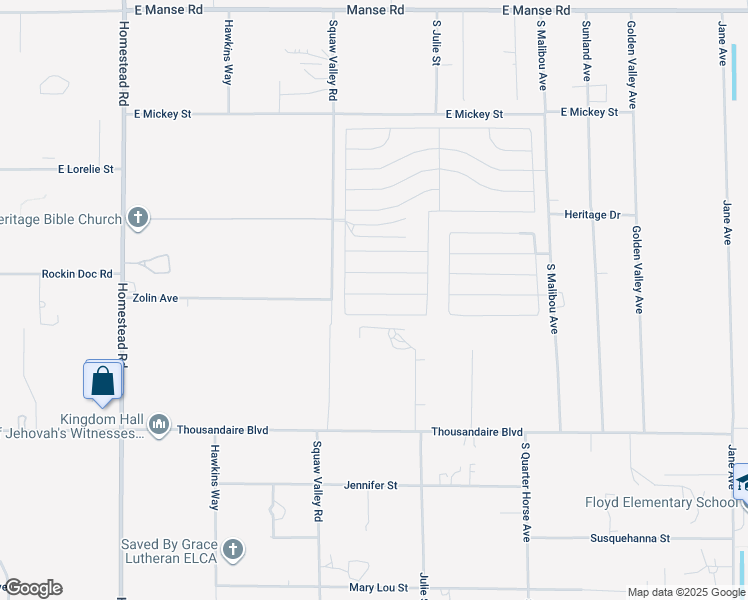 map of restaurants, bars, coffee shops, grocery stores, and more near 3575 East Polk Avenue in Pahrump