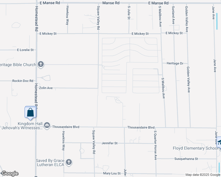 map of restaurants, bars, coffee shops, grocery stores, and more near 3575 East Polk Avenue in Pahrump