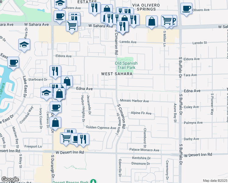 map of restaurants, bars, coffee shops, grocery stores, and more near 2922 Lapis Beach Drive in Las Vegas