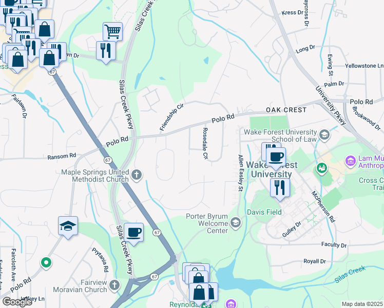 map of restaurants, bars, coffee shops, grocery stores, and more near 154 Harmon Avenue in Winston-Salem