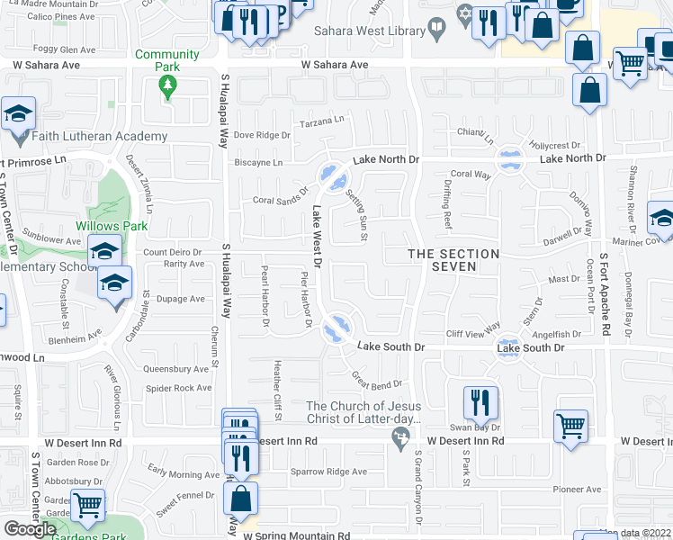 map of restaurants, bars, coffee shops, grocery stores, and more near 3020 Reef View Street in Las Vegas