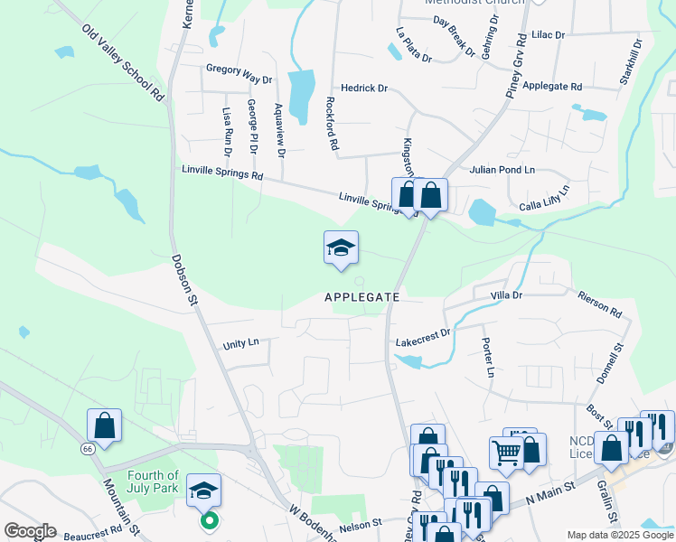 map of restaurants, bars, coffee shops, grocery stores, and more near 110 Brown Road in Kernersville