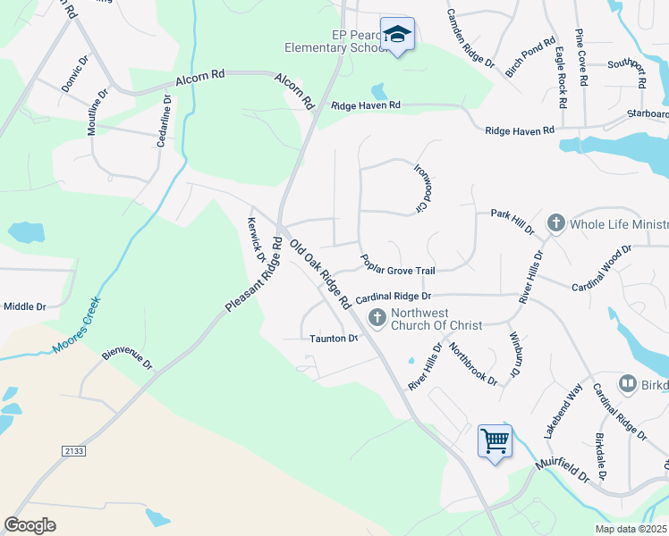 map of restaurants, bars, coffee shops, grocery stores, and more near 6910 Oak Bend Trail in Greensboro