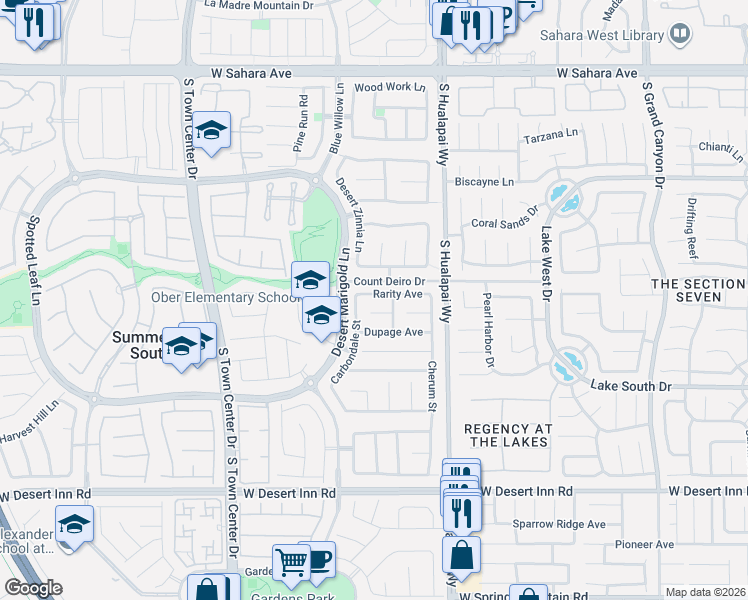 map of restaurants, bars, coffee shops, grocery stores, and more near 10281 Rarity Avenue in Las Vegas