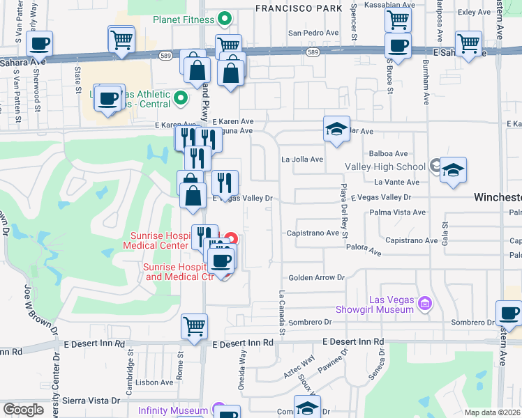 map of restaurants, bars, coffee shops, grocery stores, and more near in Winchester