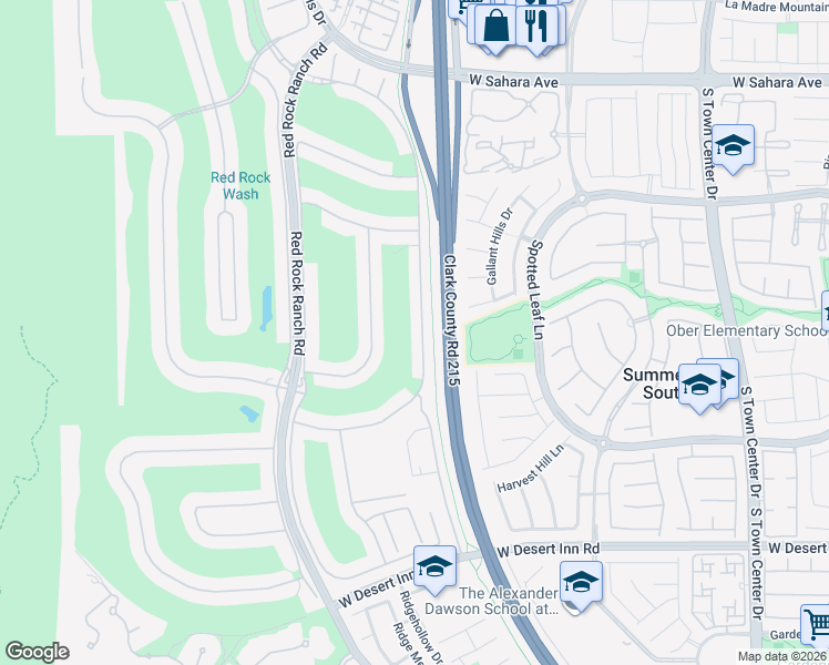 map of restaurants, bars, coffee shops, grocery stores, and more near 2933 Red Springs Drive in Las Vegas