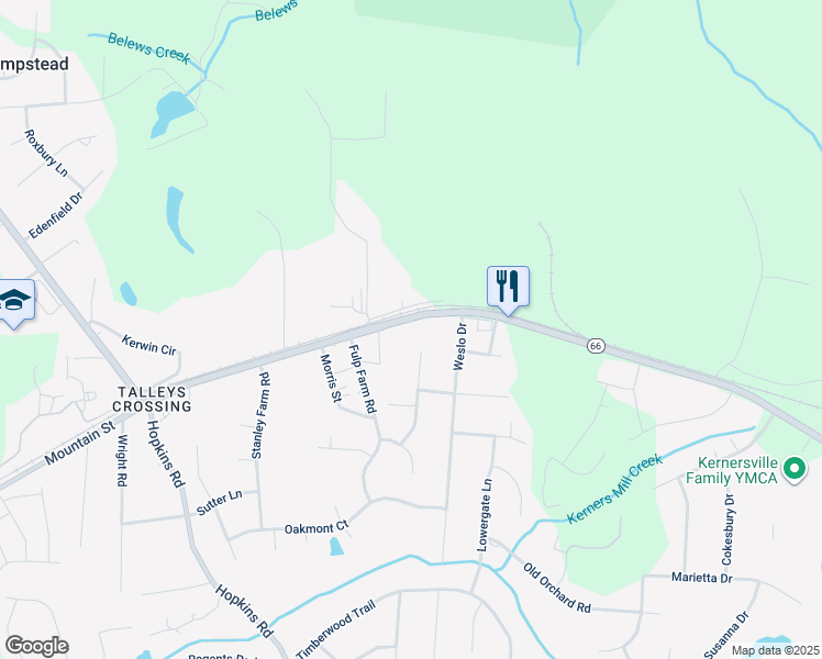 map of restaurants, bars, coffee shops, grocery stores, and more near 1627 West Mountain Street in Kernersville