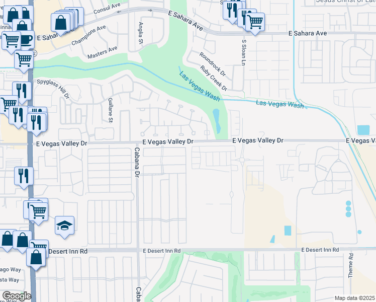 map of restaurants, bars, coffee shops, grocery stores, and more near 2924 Gavilan Lane in Las Vegas
