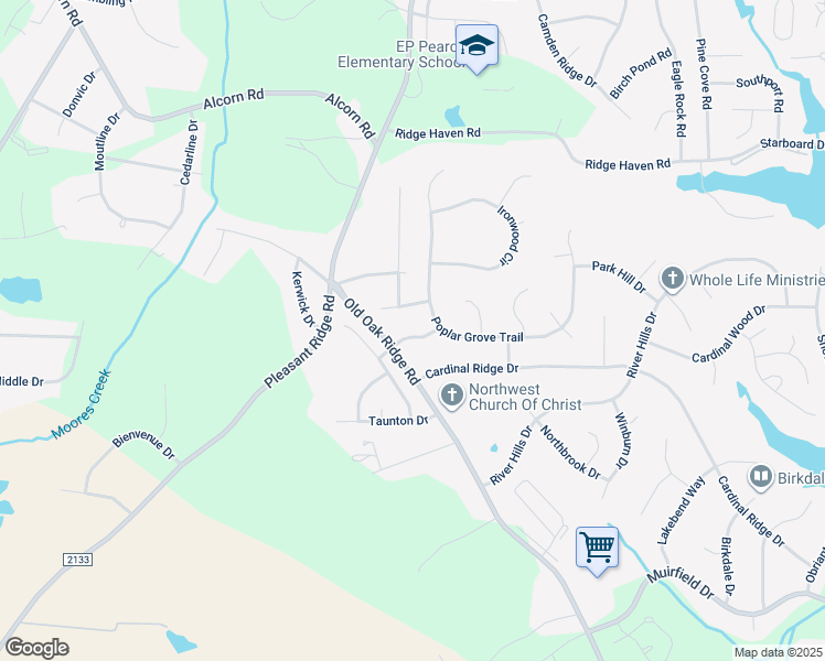 map of restaurants, bars, coffee shops, grocery stores, and more near 6906 Oak Bend Trail in Greensboro