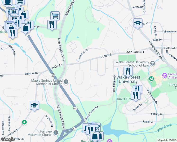map of restaurants, bars, coffee shops, grocery stores, and more near 154 Harmon Avenue in Winston-Salem