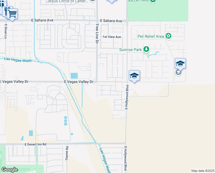map of restaurants, bars, coffee shops, grocery stores, and more near 6459 Burns Allen Avenue in Las Vegas
