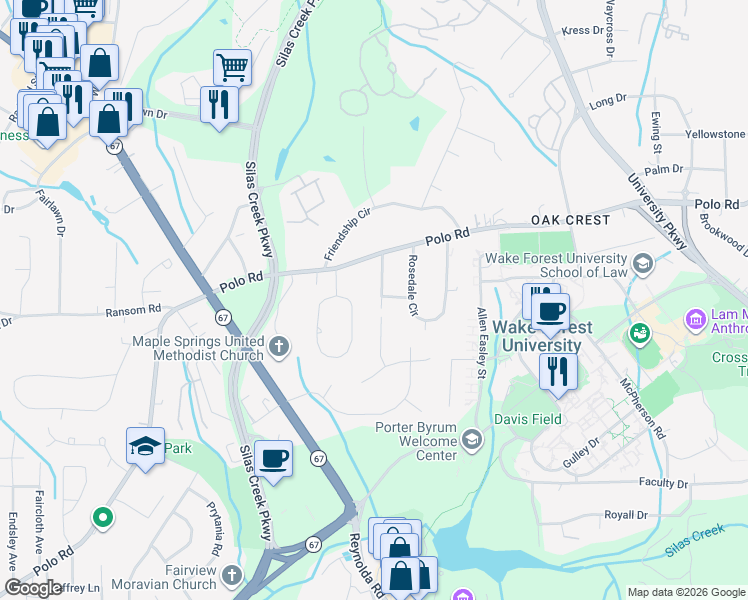 map of restaurants, bars, coffee shops, grocery stores, and more near 154 Harmon Avenue in Winston-Salem