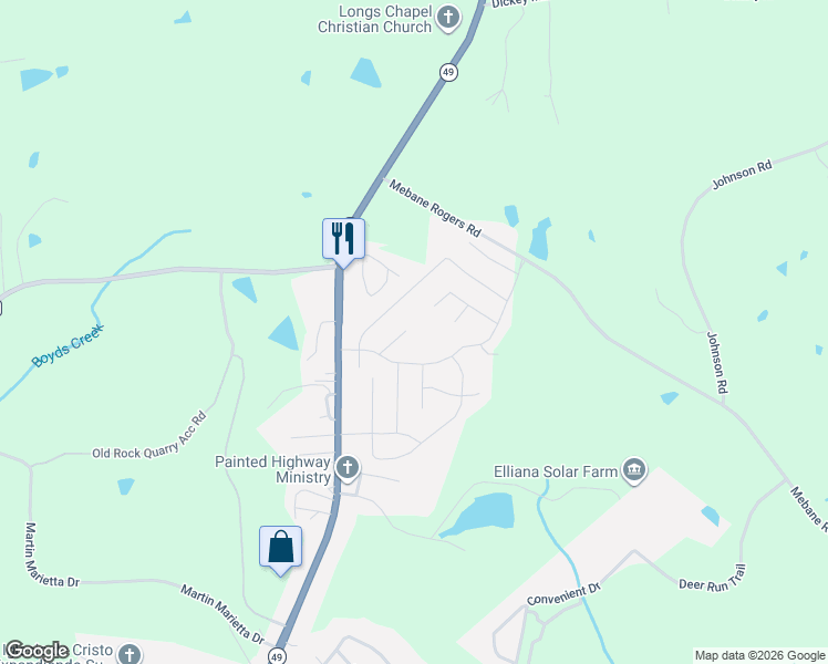 map of restaurants, bars, coffee shops, grocery stores, and more near 119 Gideon Place in Burlington