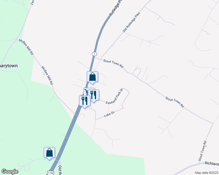 map of restaurants, bars, coffee shops, grocery stores, and more near 270 Rutledge Pike in Blaine
