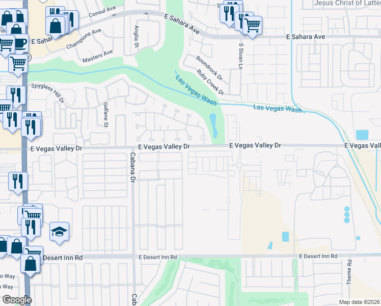 map of restaurants, bars, coffee shops, grocery stores, and more near 5609 Thunder Blue Avenue in Las Vegas