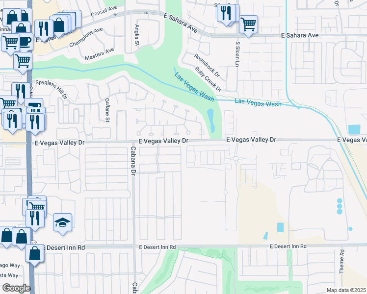 map of restaurants, bars, coffee shops, grocery stores, and more near 2916 Gavilan Lane in Las Vegas