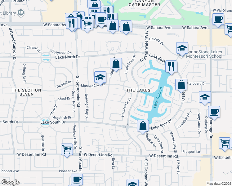 map of restaurants, bars, coffee shops, grocery stores, and more near 8908 Coast Walk Circle in Las Vegas
