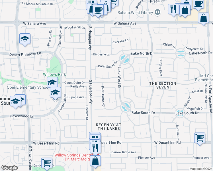 map of restaurants, bars, coffee shops, grocery stores, and more near 9924 Barrier Reef Drive in Las Vegas