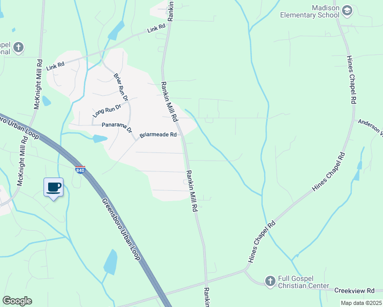 map of restaurants, bars, coffee shops, grocery stores, and more near 1706 Rankin Mill Road in Greensboro