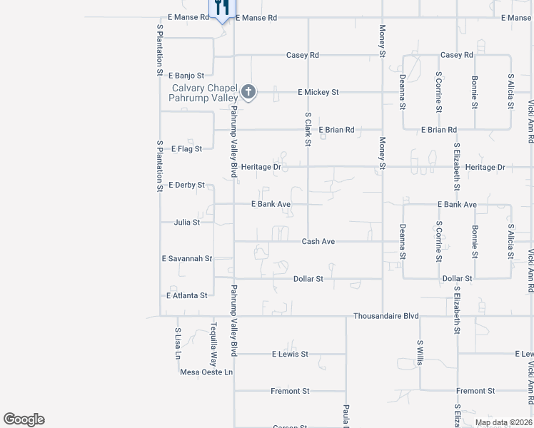 map of restaurants, bars, coffee shops, grocery stores, and more near 1141 Bank Avenue in Pahrump