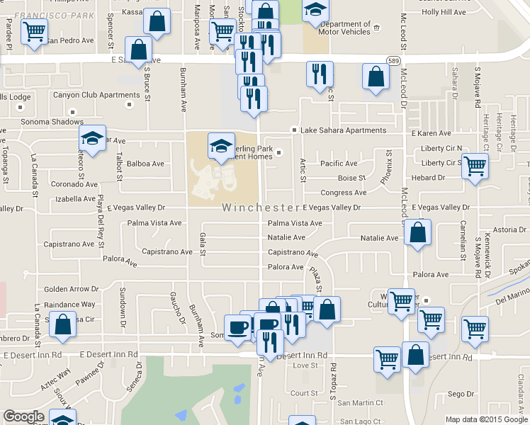 map of restaurants, bars, coffee shops, grocery stores, and more near in Winchester