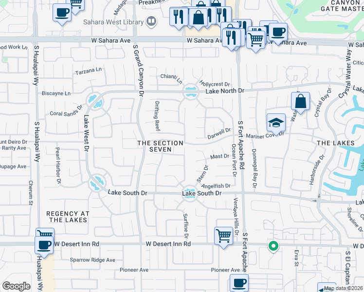 map of restaurants, bars, coffee shops, grocery stores, and more near 3012 Ocean View Drive in Las Vegas