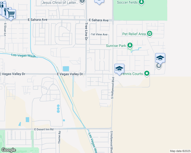 map of restaurants, bars, coffee shops, grocery stores, and more near 6459 Burns Allen Avenue in Las Vegas