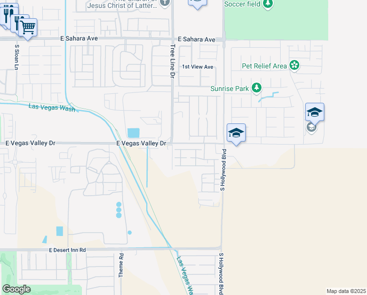 map of restaurants, bars, coffee shops, grocery stores, and more near 6459 Burns Allen Avenue in Las Vegas