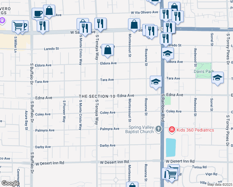 map of restaurants, bars, coffee shops, grocery stores, and more near 2890 Belcastro Street in Las Vegas