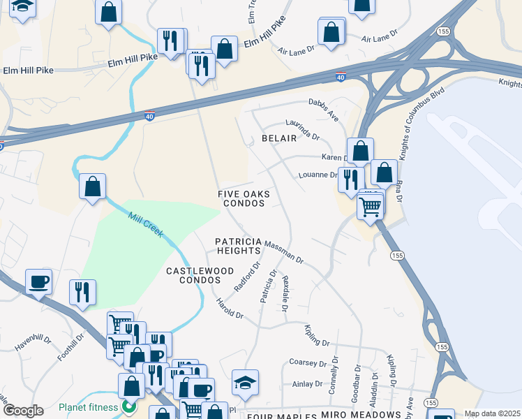 map of restaurants, bars, coffee shops, grocery stores, and more near 1903 Marcella Drive in Nashville