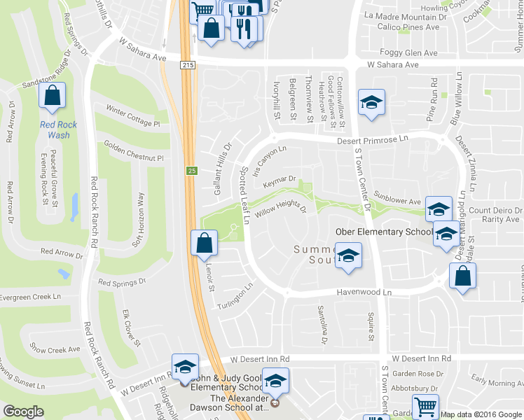 map of restaurants, bars, coffee shops, grocery stores, and more near 2326 Green Mountain Court in Las Vegas