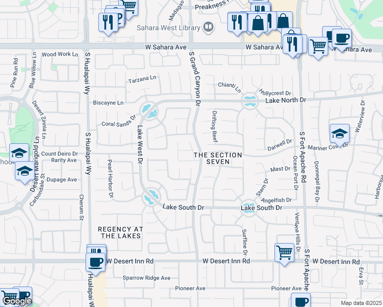 map of restaurants, bars, coffee shops, grocery stores, and more near 9713 Cascade Falls Avenue in Las Vegas