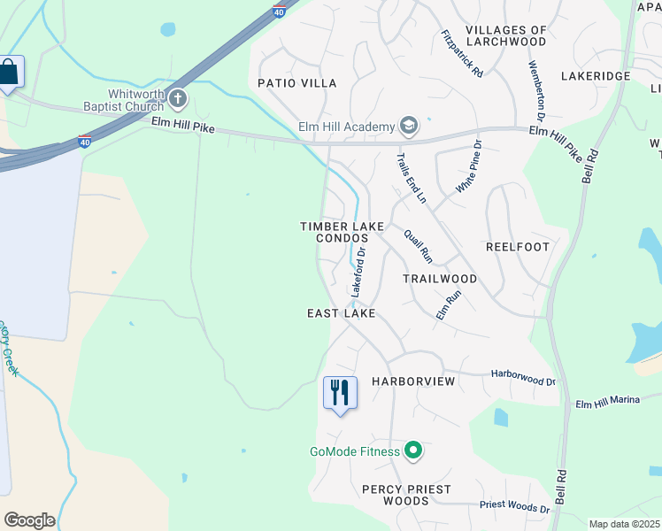map of restaurants, bars, coffee shops, grocery stores, and more near 234 Timberway Drive in Nashville
