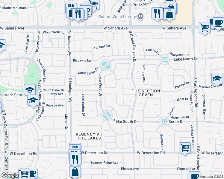 map of restaurants, bars, coffee shops, grocery stores, and more near 9813 Bearpaw Avenue in Las Vegas