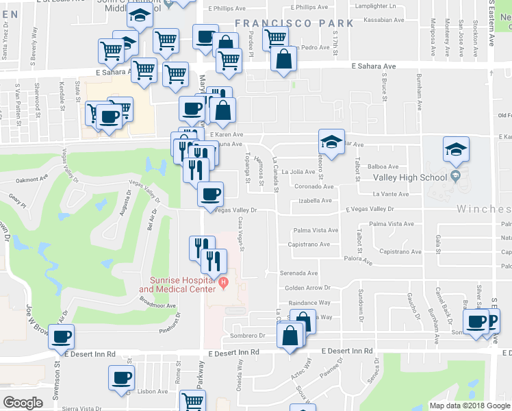 map of restaurants, bars, coffee shops, grocery stores, and more near in Winchester