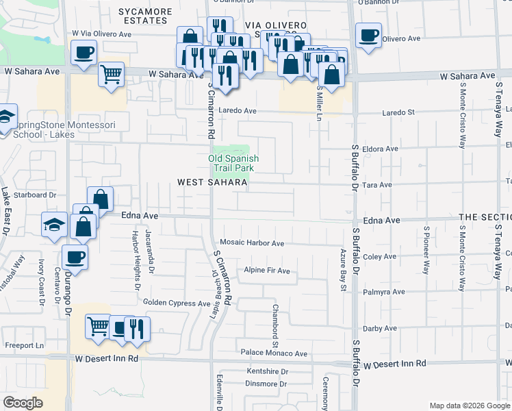 map of restaurants, bars, coffee shops, grocery stores, and more near 2907 Brindle Court in Las Vegas
