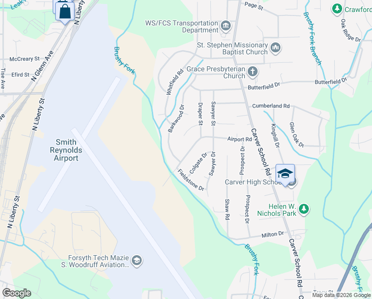 map of restaurants, bars, coffee shops, grocery stores, and more near 3000 Draper Court in Winston-Salem