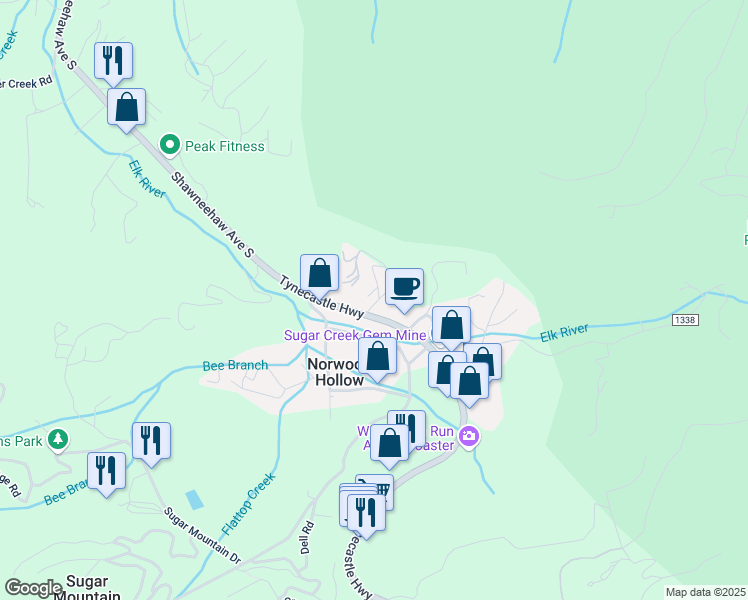 map of restaurants, bars, coffee shops, grocery stores, and more near 28 Hemlock Hill Road in Banner Elk
