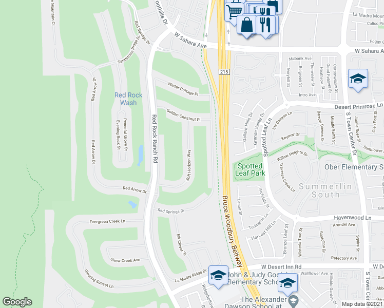 map of restaurants, bars, coffee shops, grocery stores, and more near 2894 Soft Horizon Way in Las Vegas