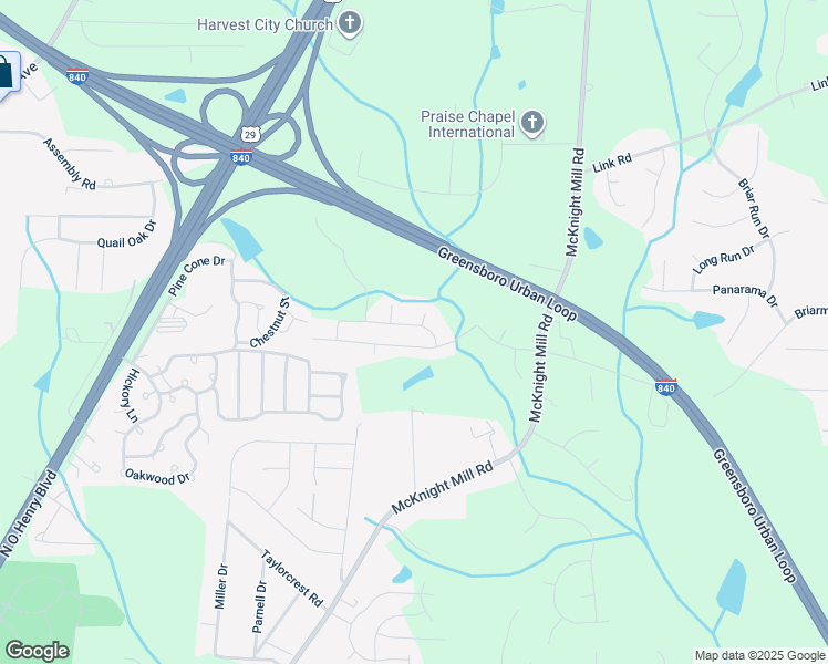 map of restaurants, bars, coffee shops, grocery stores, and more near 3530 Swanley Drive in Greensboro